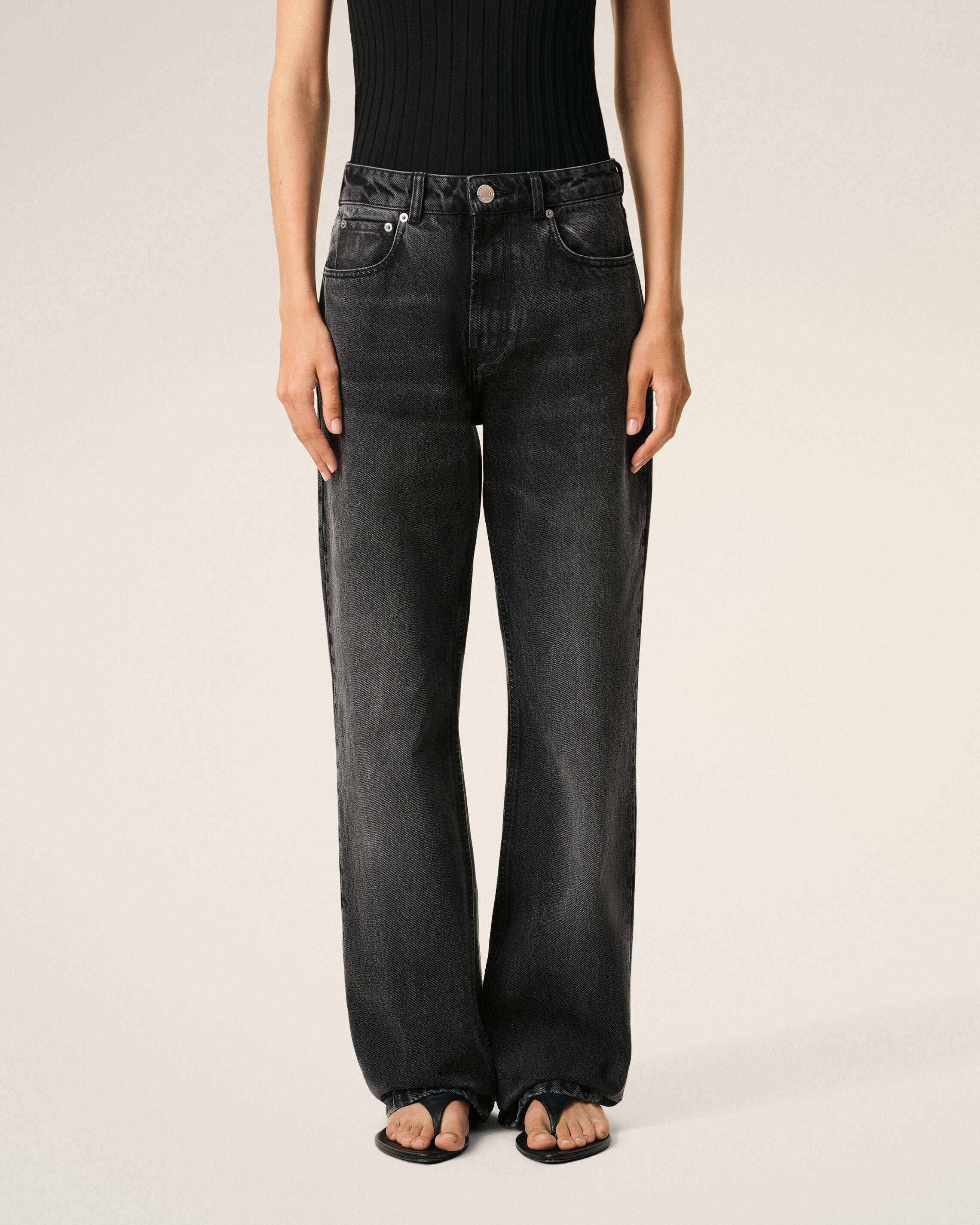 Jean Noir Coupe Large en Coton - 3