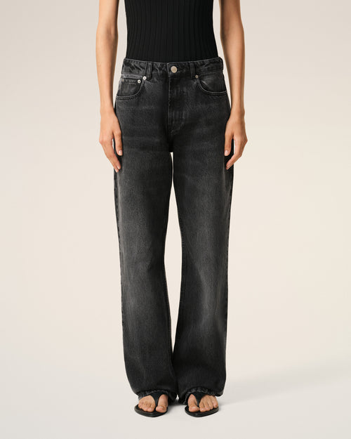 Black Cotton Large Fit Jeans - 3 - Ami Paris
