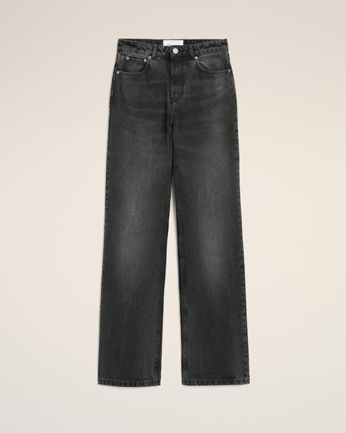 Black Cotton Large Fit Jeans - 1 - Ami Paris