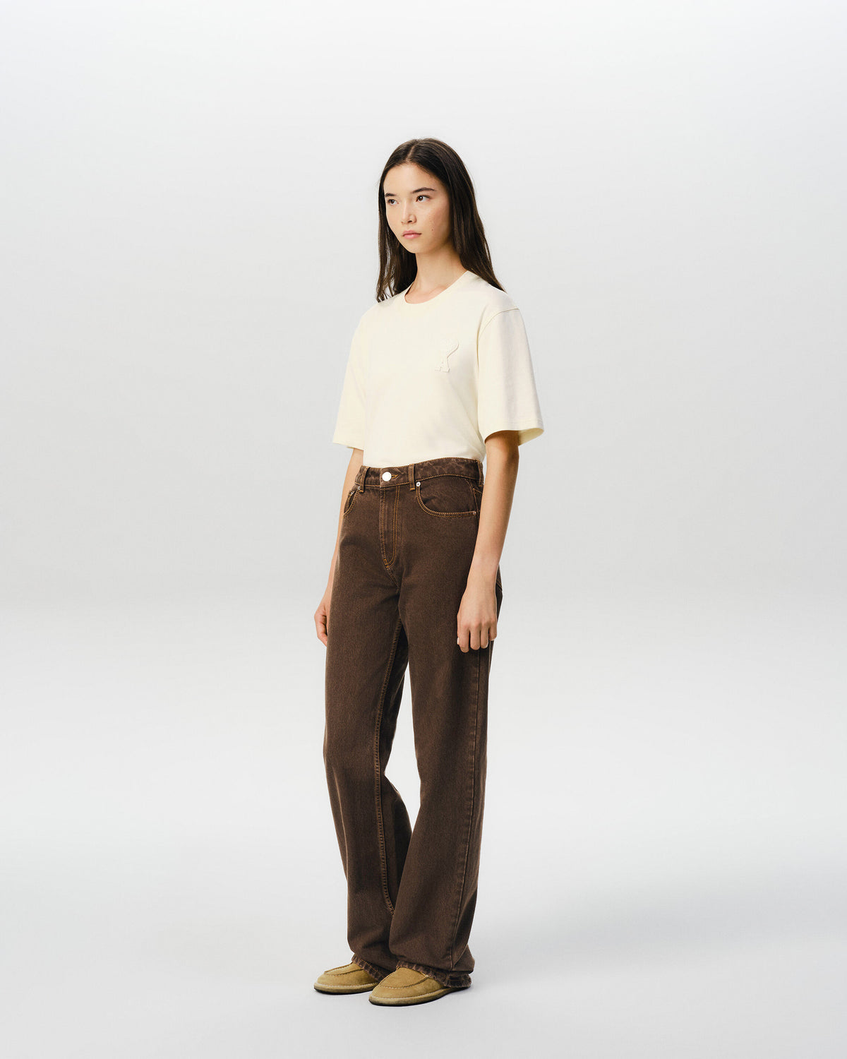 Brown large-fit cotton jeans - 6