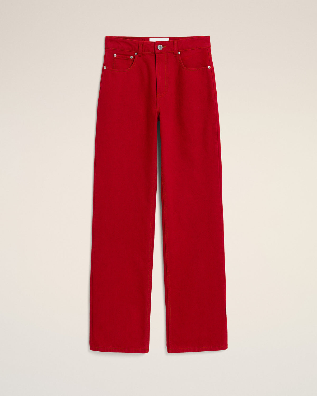 Red large-fit cotton jeans - 1