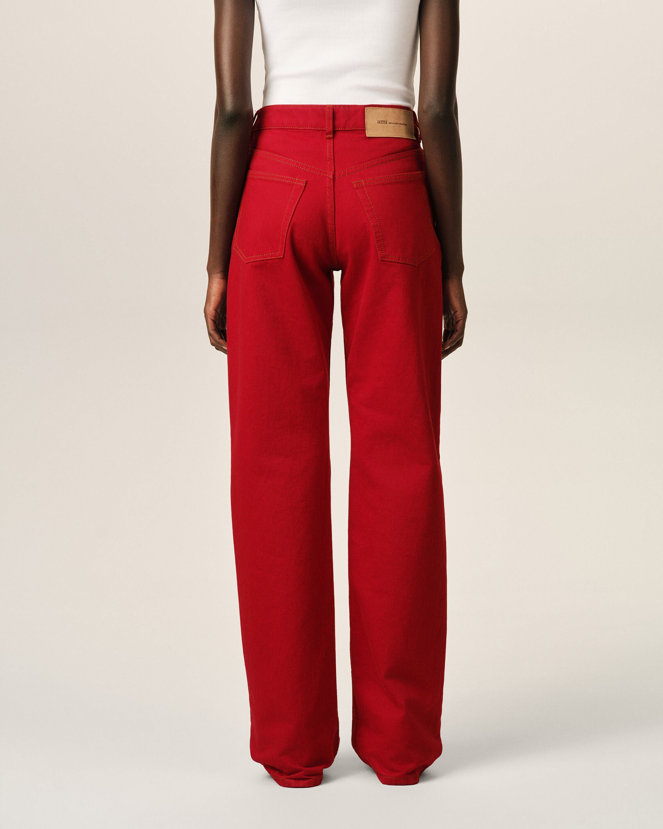 Red large-fit cotton jeans - 4