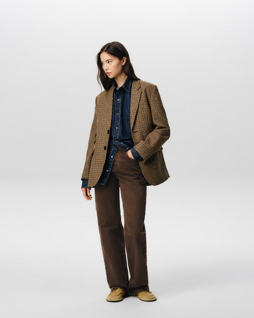 Brown large-fit cotton jeans - 1 - Ami Paris