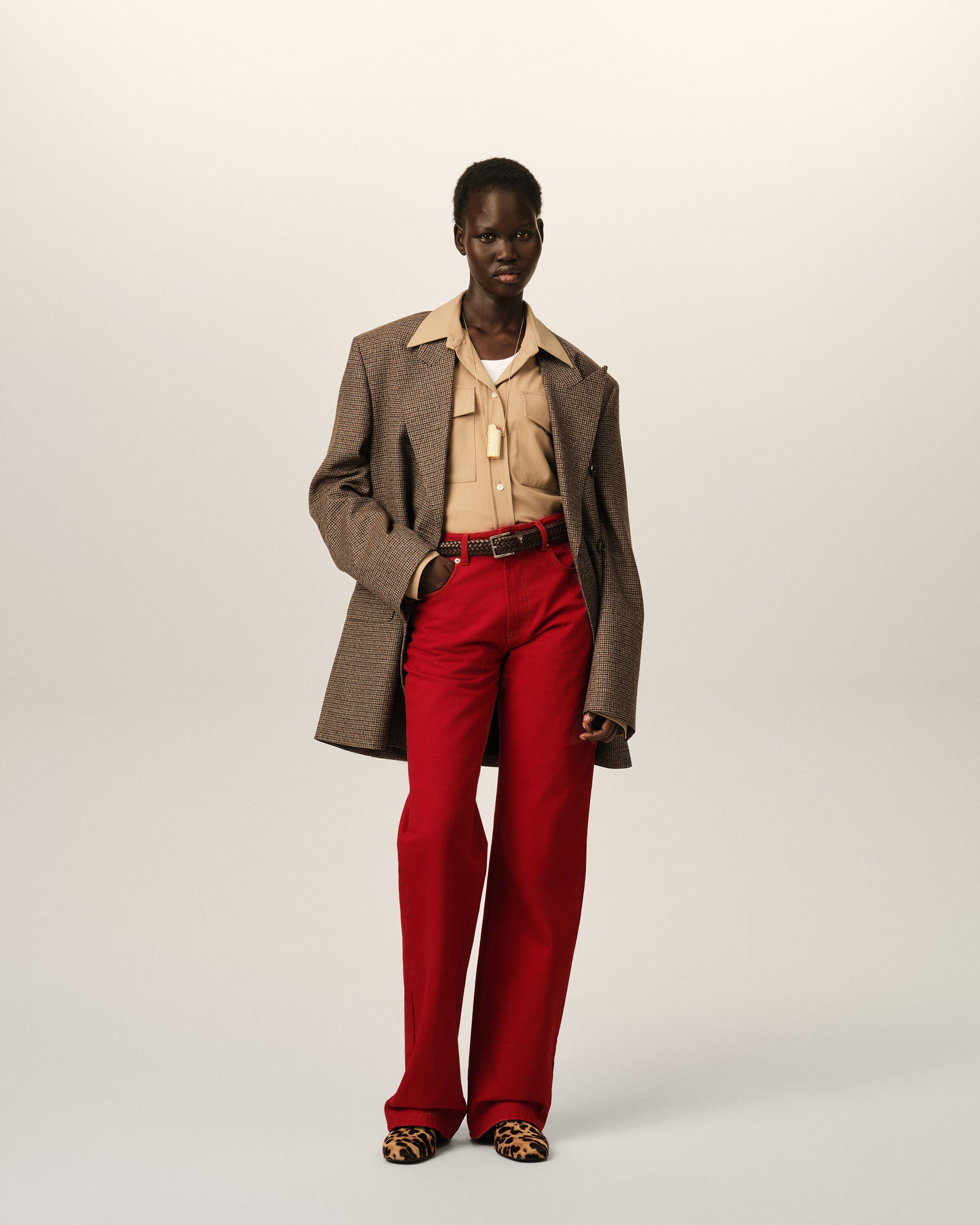 Red large-fit cotton jeans - 2