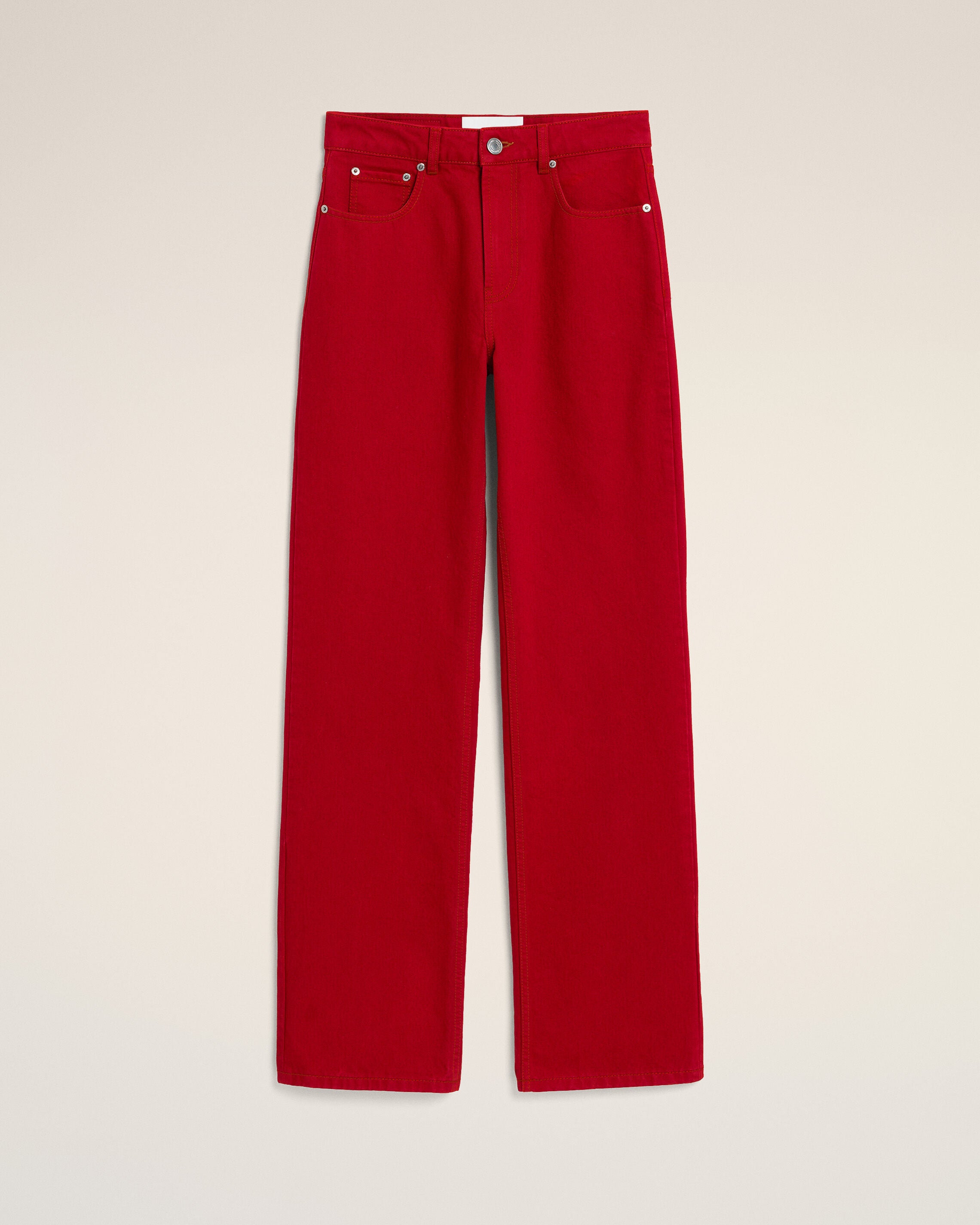 Red large-fit cotton jeans - 1