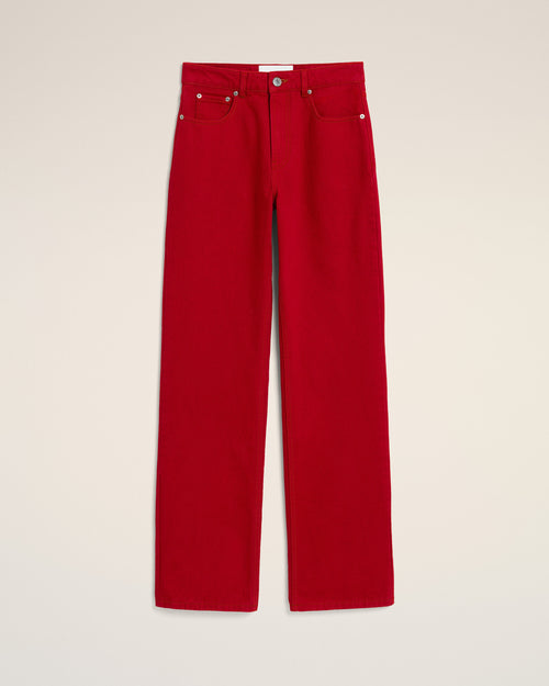 Red large-fit cotton jeans - Woman - 1 - AMI Paris - Ami Paris