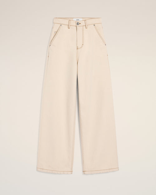                             Beige Cotton Wide Fit Jeans - 3                         - Ami Paris