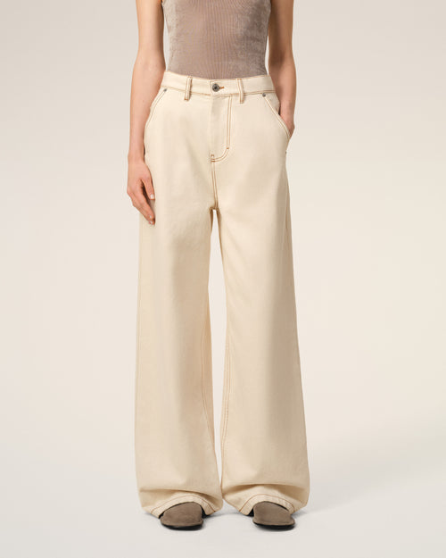                             Beige Cotton Wide Fit Jeans - 3                         - Ami Paris