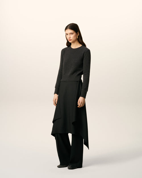 Black Wool Skirt Trousers - 6 - Ami Paris