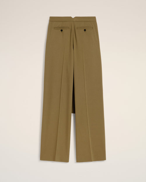 Large-Fit-Hose aus grüner Wolle mit Einsatz vorne - 7 - Ami Paris