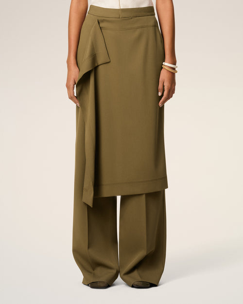 Green Wool Front Panel Large Trousers - 3 - Ami Paris