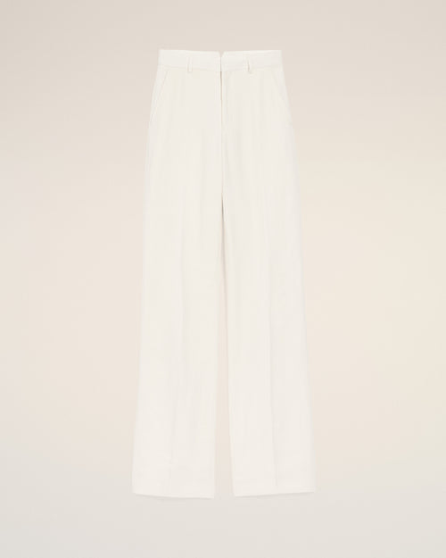 Pantalón recto de talle bajo de mezcla de lino blanca - Mujer - 1 - AMI Paris - Ami Paris