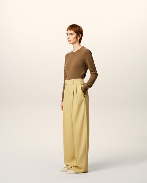 Green Wool Tabs Wide Trousers  - 6 - Ami Paris