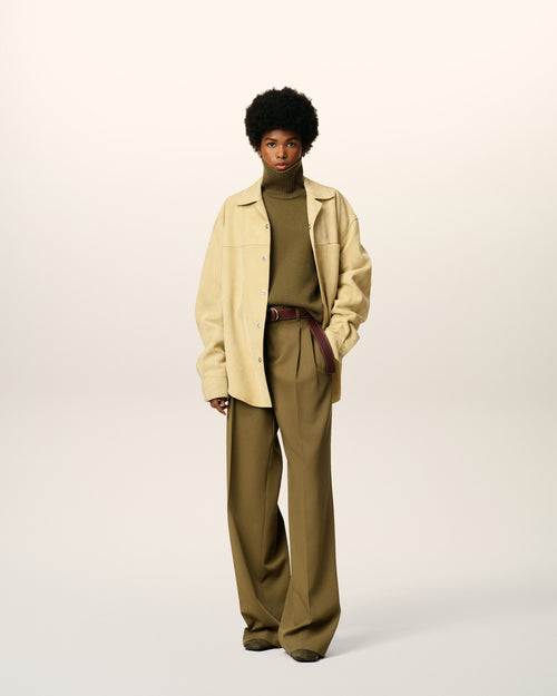                             Green Wool Tabs Wide Trousers  - 3                         - Ami Paris