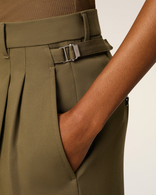 Green Wool Tabs Wide Trousers  - 5 - Ami Paris