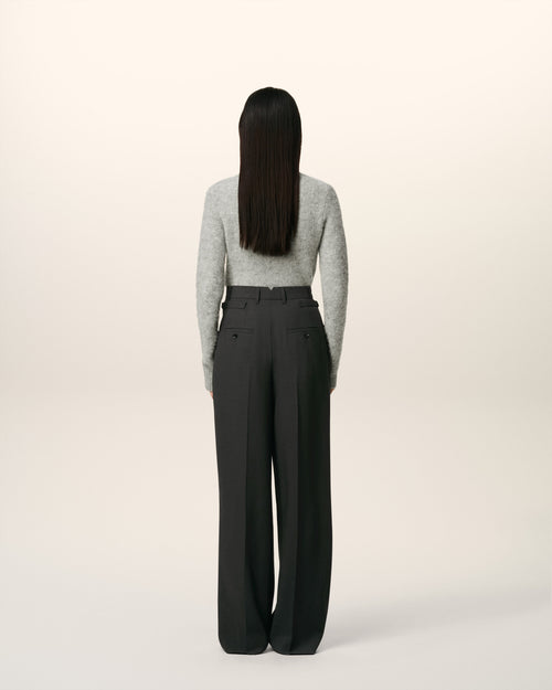 Weite Hose aus schwarzer Wolle mit hoher Taille  - 4 - Ami Paris