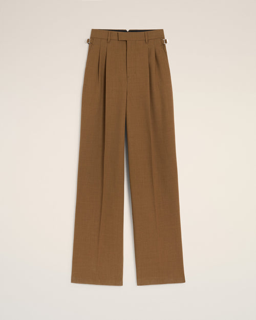 Brown Wool High Waist Tabs Wide Trousers - 4 - Ami Paris