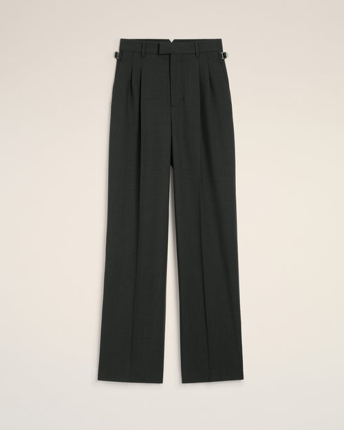                                 Black Wool High Waist Wide Trousers  - 3                             - Ami Paris