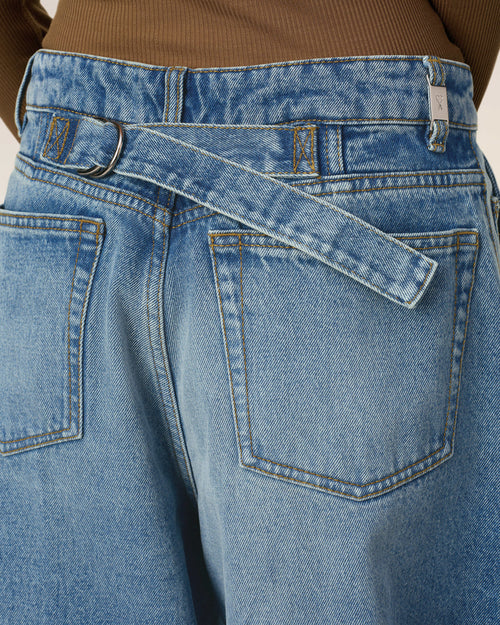 Blue Cotton Super Wide Fit Jeans - 5 - Ami Paris