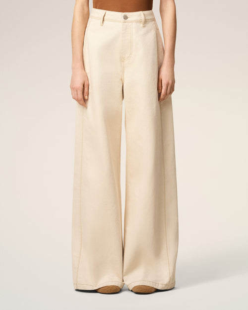 White Cotton Super Wide Fit Jeans - 3 - Ami Paris