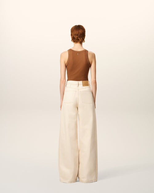 White Cotton Super Wide Fit Jeans - 4 - Ami Paris