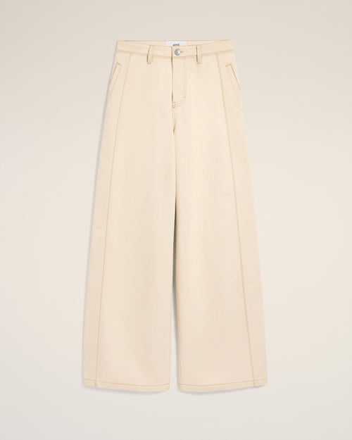 White Cotton Super Wide Fit Jeans - 4 - Ami Paris