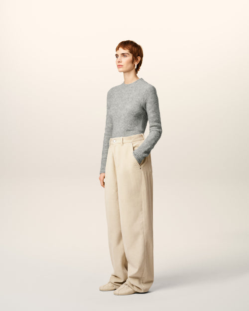 White Cotton Large Fit Trousers - 6 - Ami Paris