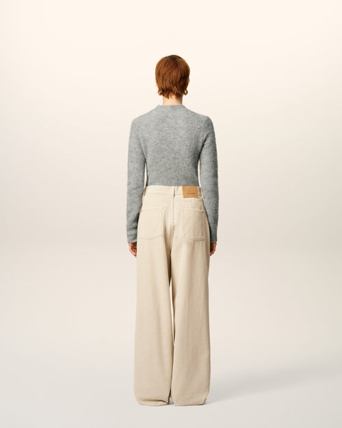 White Cotton Large Fit Trousers - 4 - Ami Paris