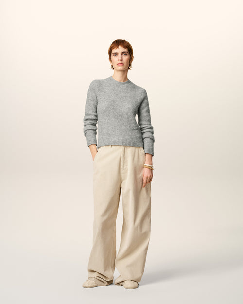                             White Cotton Large Fit Trousers - 3                         - Ami Paris