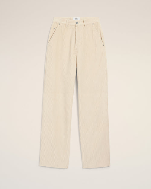 White Cotton Large Fit Trousers - 4 - Ami Paris