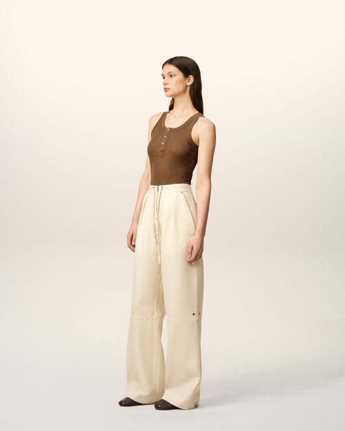 White Wool Zipped Trousers - 6 - Ami Paris