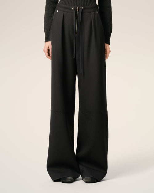 Pantalón con cremallera de lana negra - 3 - Ami Paris