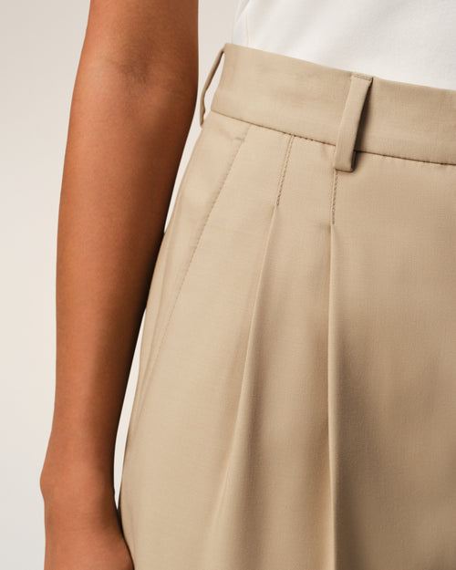 Beige New Wool High Waist Wide Trousers With Two Pleats - Woman - 5 - AMI Paris - Ami Paris