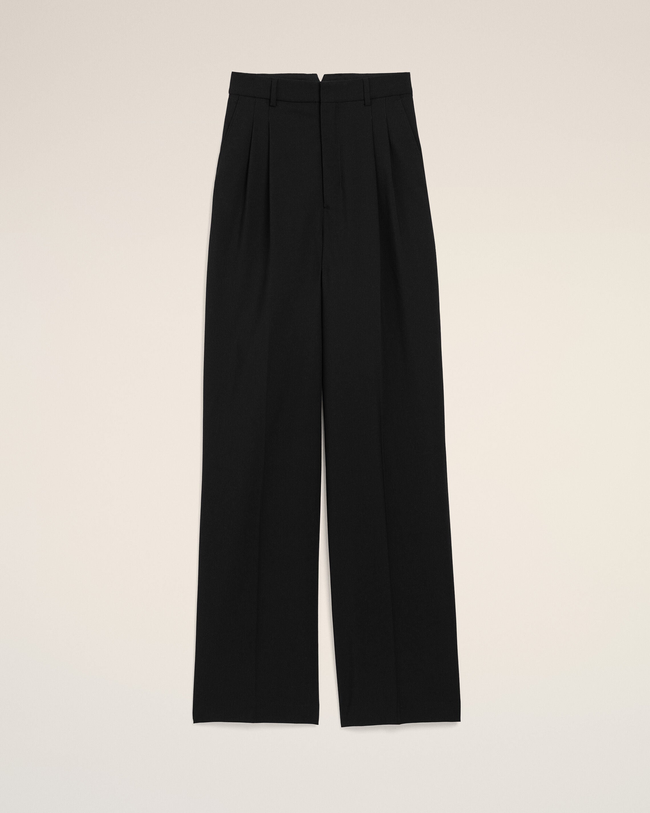 Black New Wool High Waist Wide Trousers - 1