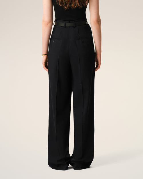 Black New Wool High Waist Wide Trousers - 4 - Ami Paris