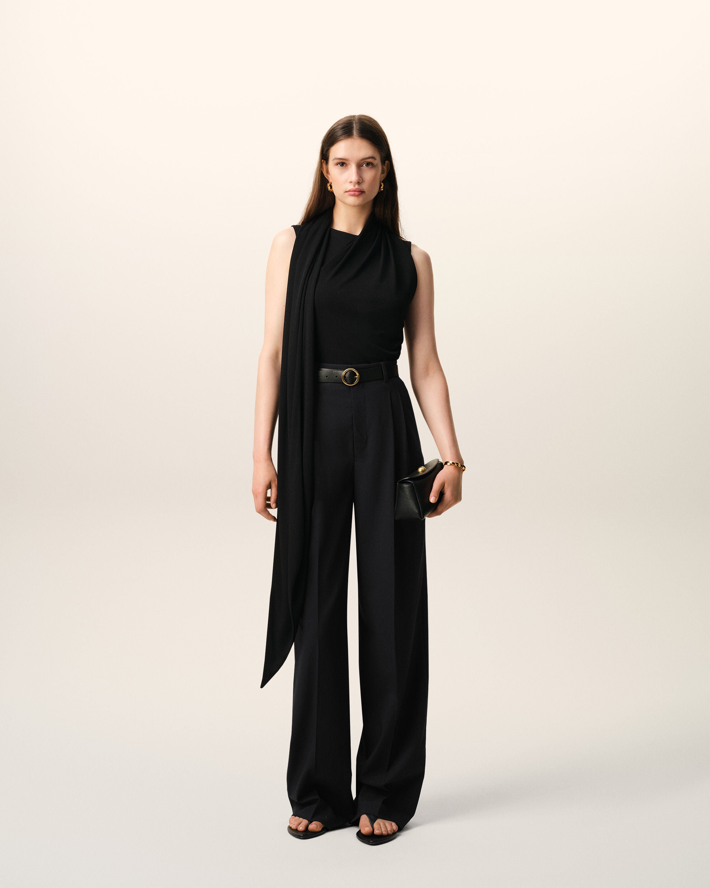 Black New Wool High Waist Wide Trousers - 1