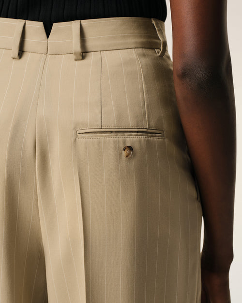Beige New Wool High Waist Wide Trousers - Woman - 5 - AMI Paris - Ami Paris