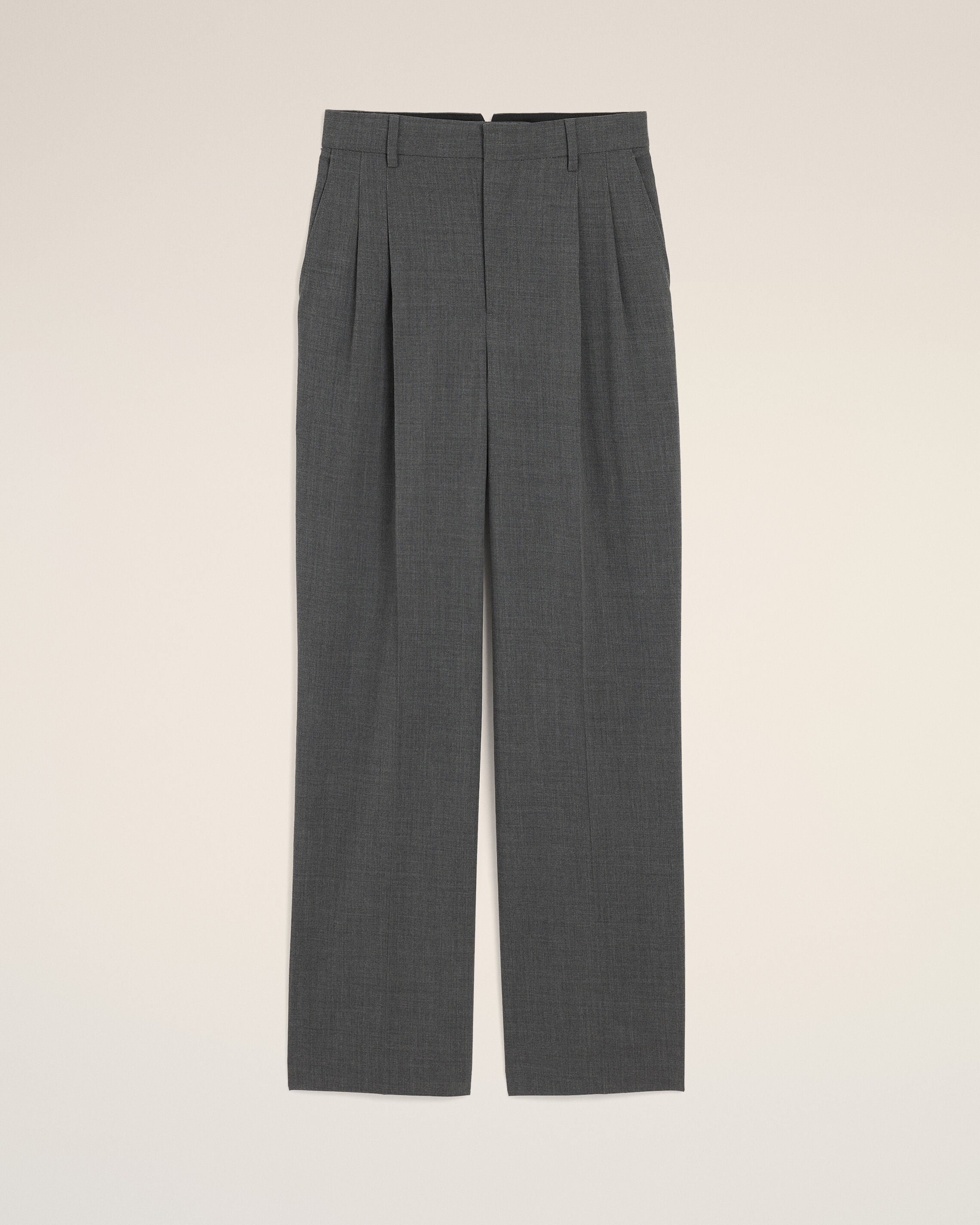 Grey high-waisted wide-leg wool trousers - 1