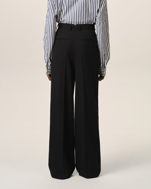 Black high-waisted wide-leg wool trousers - Woman - 4 - AMI Paris - Ami Paris