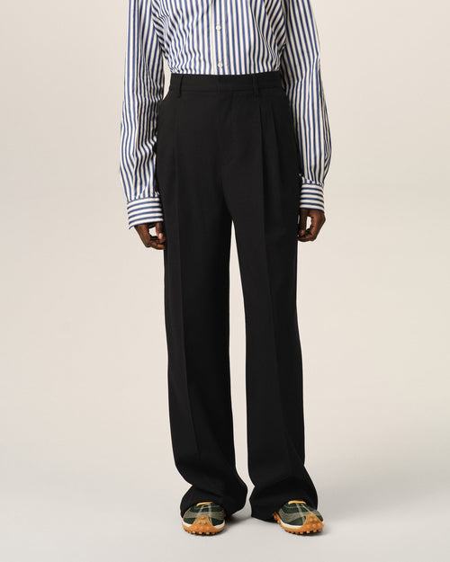 Black high-waisted wide-leg wool trousers - Woman - 3 - AMI Paris - Ami Paris