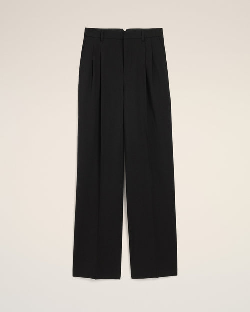 Black high-waisted wide-leg wool trousers - Woman - 1 - AMI Paris - Ami Paris