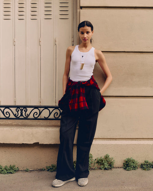 Black high-waisted wide-leg wool trousers - Woman - 7 - AMI Paris - Ami Paris