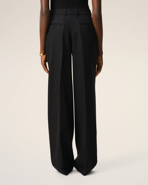 Pantalon Large Noir Taille Basse en Laine Vierge - Femme - 4 - AMI Paris - Ami Paris