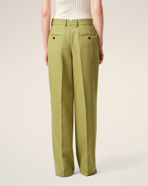 Green New Wool Low Waist Wide Trousers - 3 - Ami Paris