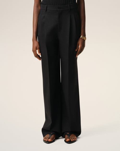 Black New Wool Low Waist Wide Trousers - 3 - Ami Paris