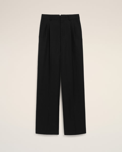                                 Black New Wool Low Waist Wide Trousers - 3                             - Ami Paris