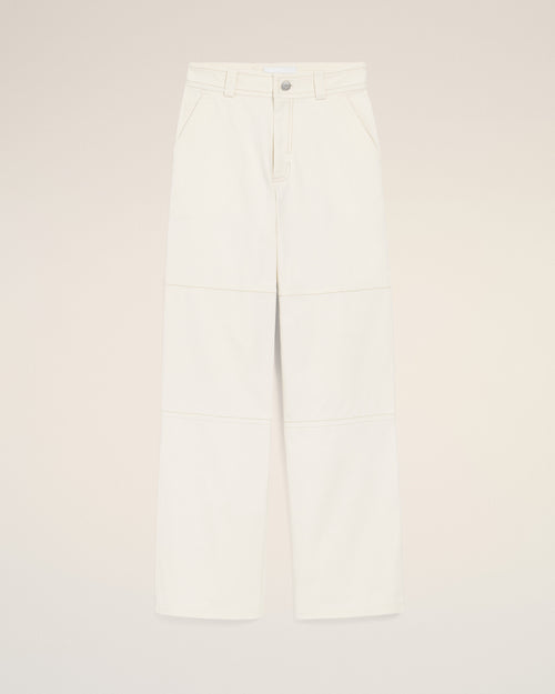 Pantalon Worker Blanc en Coton - 4 - Ami Paris