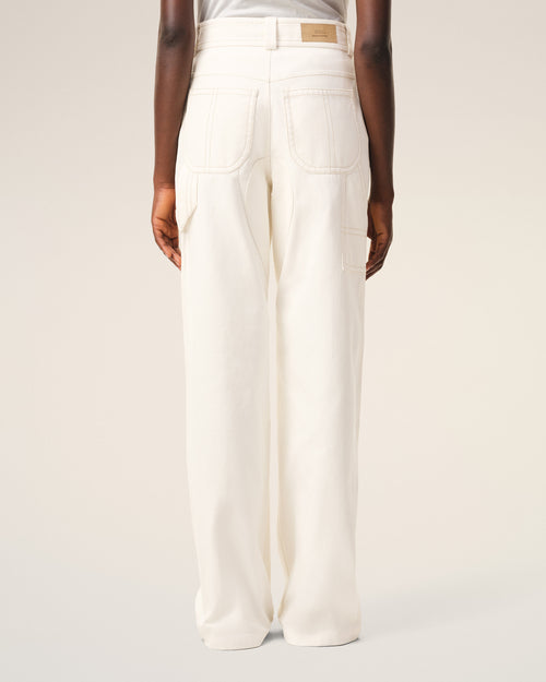 White Cotton Worker Trousers - 4 - Ami Paris