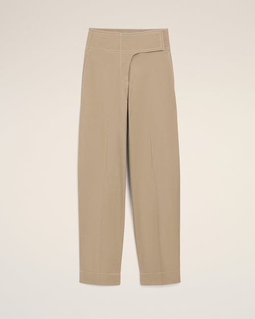                                 Pantaloni in cotone beige con cintura avvolgente - 3                             - Ami Paris