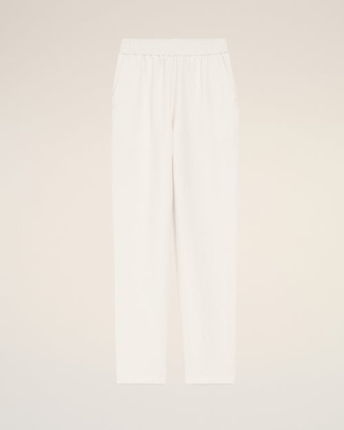 White Blended Linen Elasticated Waist Trousers - Woman - 1 - AMI Paris - Ami Paris